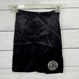 Versace Girls Young Versace Authentic Black Satin Skirt Medusa Logo Sz 4